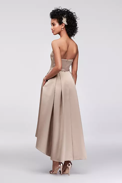 Strapless High-Low Bridesmaid Dress with Pockets Image 3