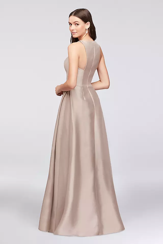 V-Neck Mikado Bridesmaid Dress with Side Pleats Image 3