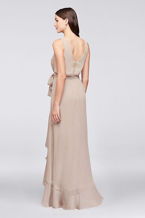 Ruffle-Trim Chiffon Faux-Wrap Bridesmaid Dress Image 4