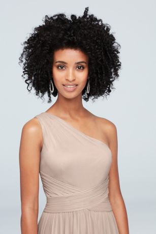 david's bridal mesh one shoulder