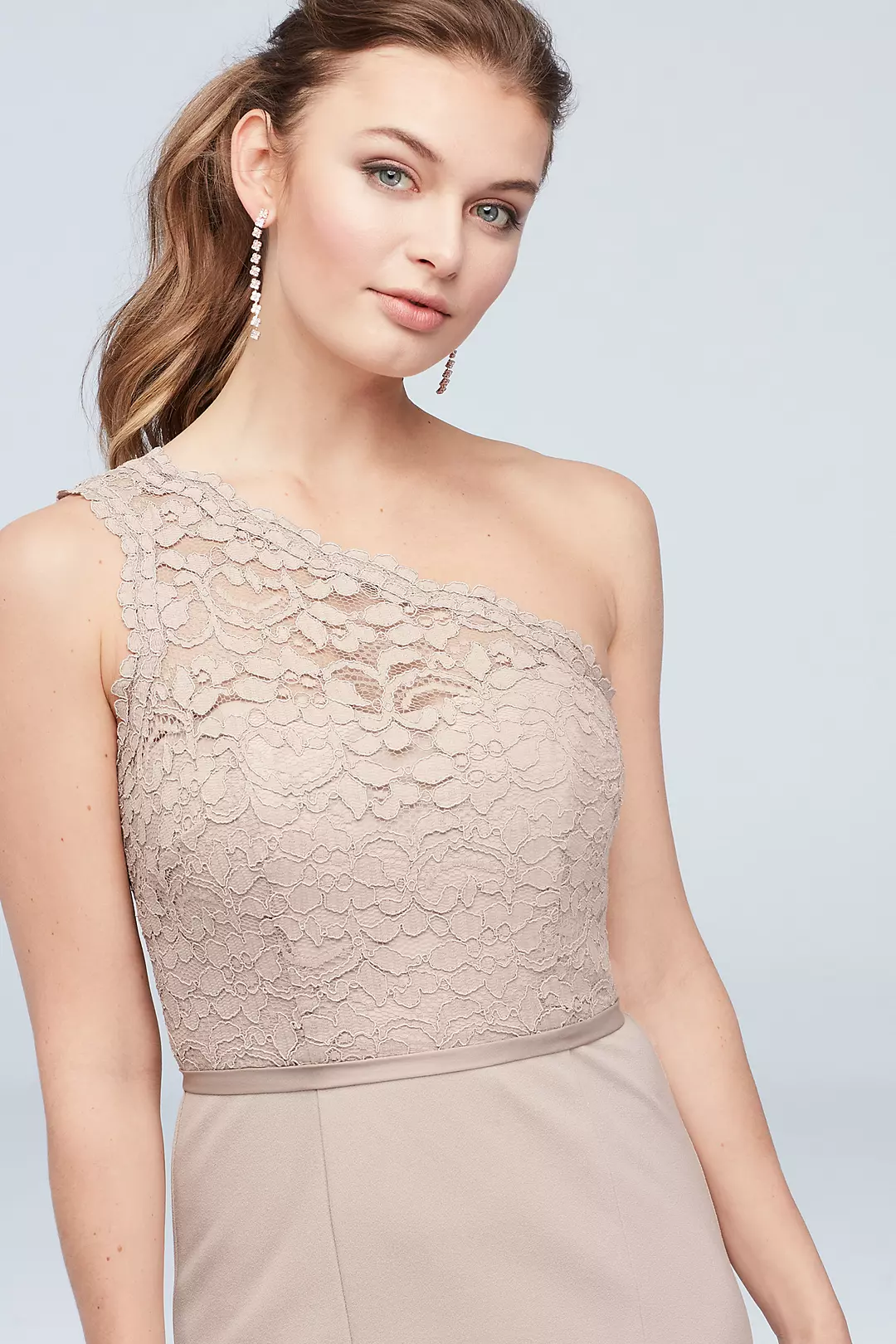 One-Shoulder Lace Stretch Crepe Bridesmaid Dress Image 2