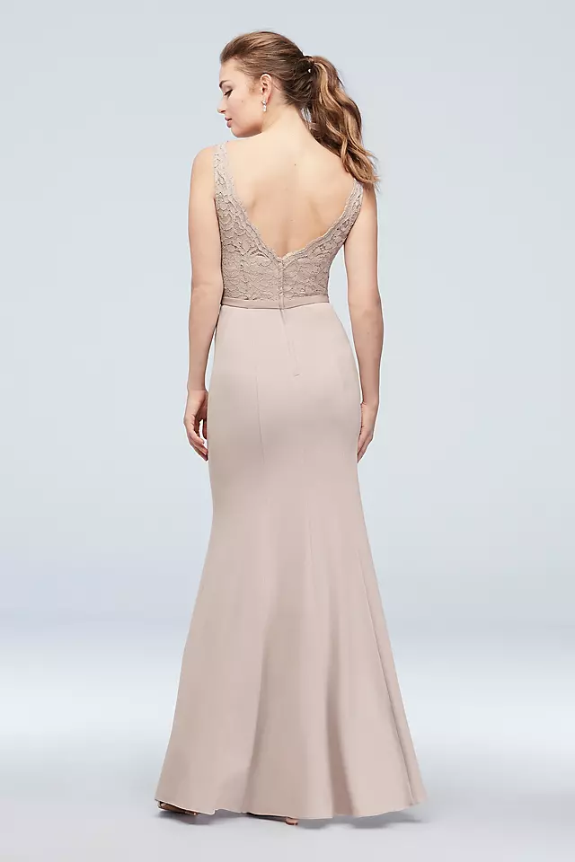 Lace and Stretch Crepe V-Neck Bridesmaid Dress Image 3
