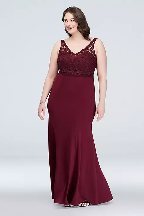 Lace and Stretch Crepe V-Neck Bridesmaid Dress Image 4