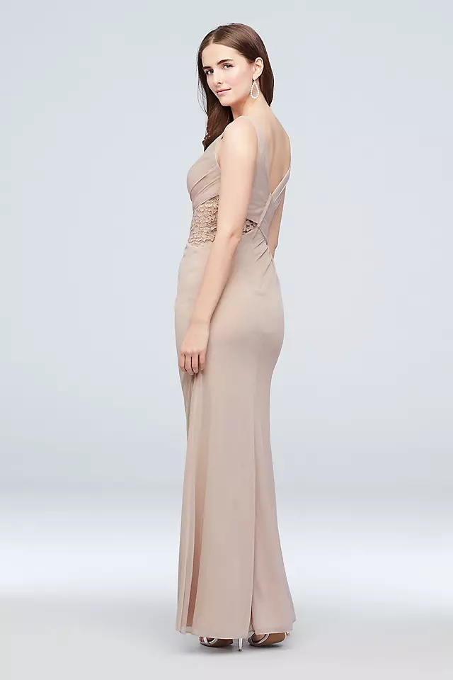 Tank Mesh Bridesmaid Dress with Lace Inset Image 3