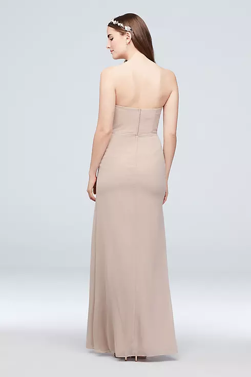 Pleated Strapless Bridesmaid Dress with  Cascade Image 3