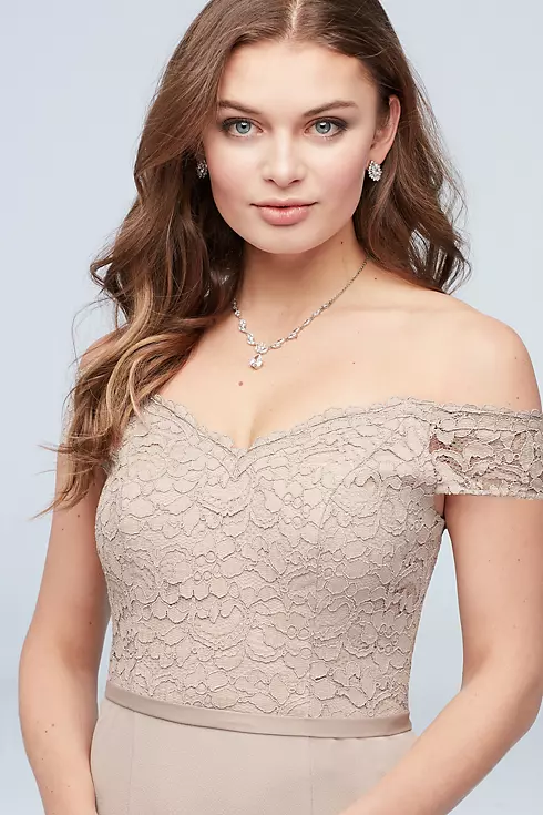 Lace Crepe Off-the-Shoulder Bridesmaid Dress Image 2