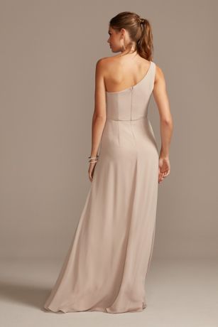 One-Shoulder Simple Chiffon Bridesmaid Dress | David's Bridal