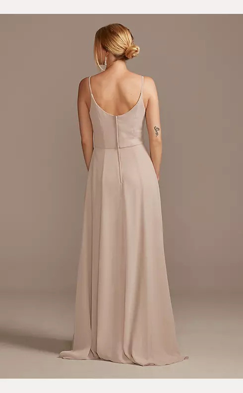 Cowl Neck Chiffon Dress with Slit Image 3
