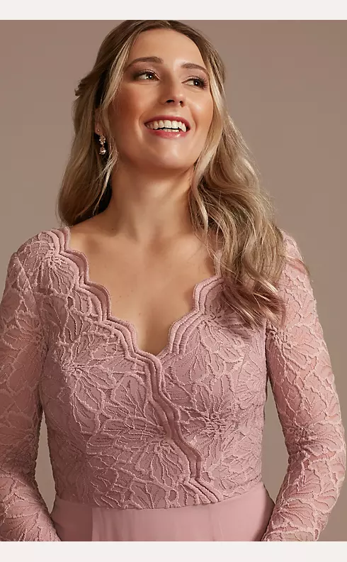 Lace Chiffon Long-Sleeve Long Dress Image 3