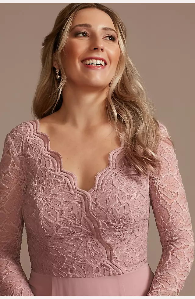 Lace Chiffon Long-Sleeve Long Dress Image 3