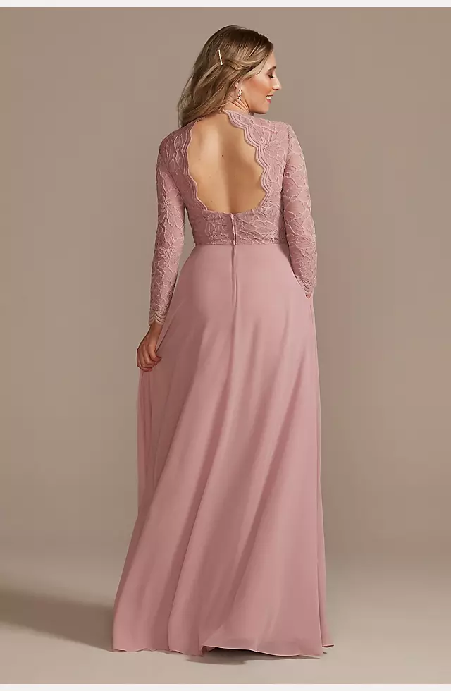 Lace Chiffon Long-Sleeve Long Dress Image 2