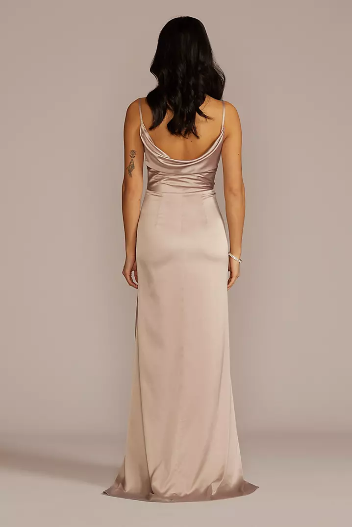 bridesmaid dresses cowl neck Duntery Cowl Neck Long Dress With Sash, Black