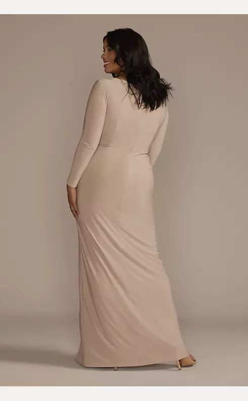 Long Sleeve Ruched Jersey Sheath Bridesmaid Dress Image 5