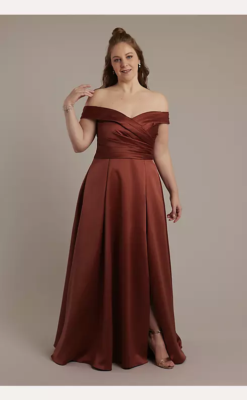Satin Off-the-Shoulder Ball Gown Dress Image 4