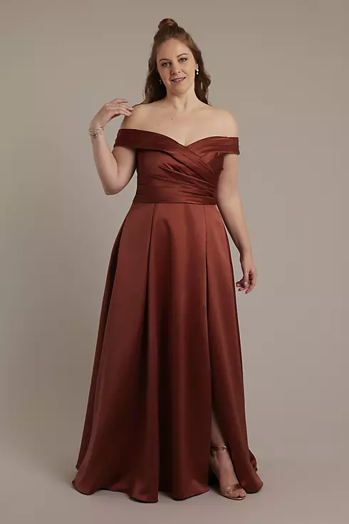 Satin Off-the-Shoulder Ball Gown Dress Image 4