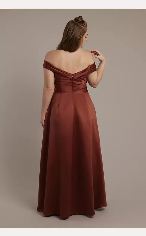 Satin Off-the-Shoulder Ball Gown Bridesmaid Dress Image 5