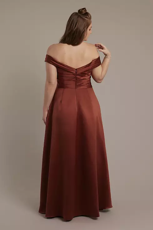 Satin Off-the-Shoulder Ball Gown Bridesmaid Dress Image 5