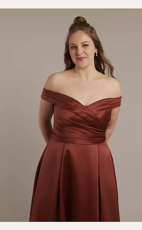 Satin Off-the-Shoulder Ball Gown Dress Image 6