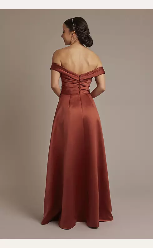 Satin Off-the-Shoulder Ball Gown Bridesmaid Dress Image 2