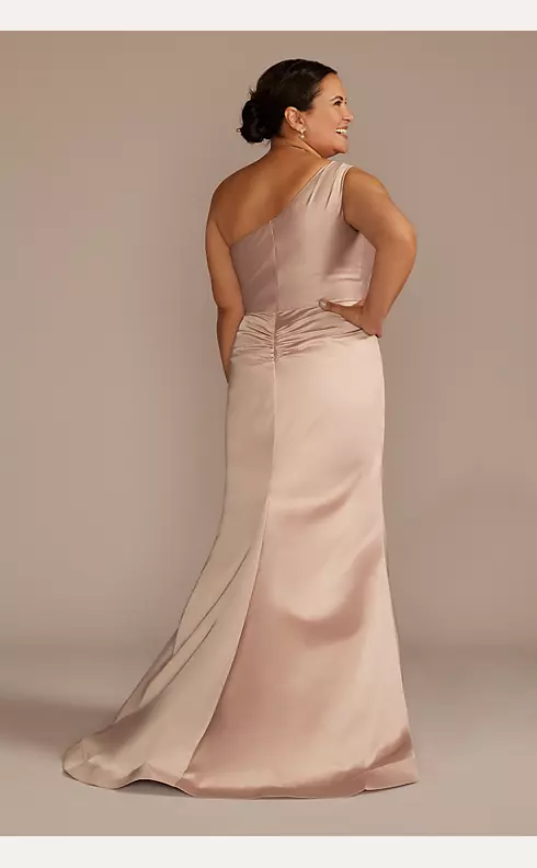 One-Shoulder Stretch Satin Bridesmaid Dress Image 6