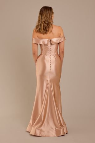 Sculpting Satin Off-the-Shoulder Dress