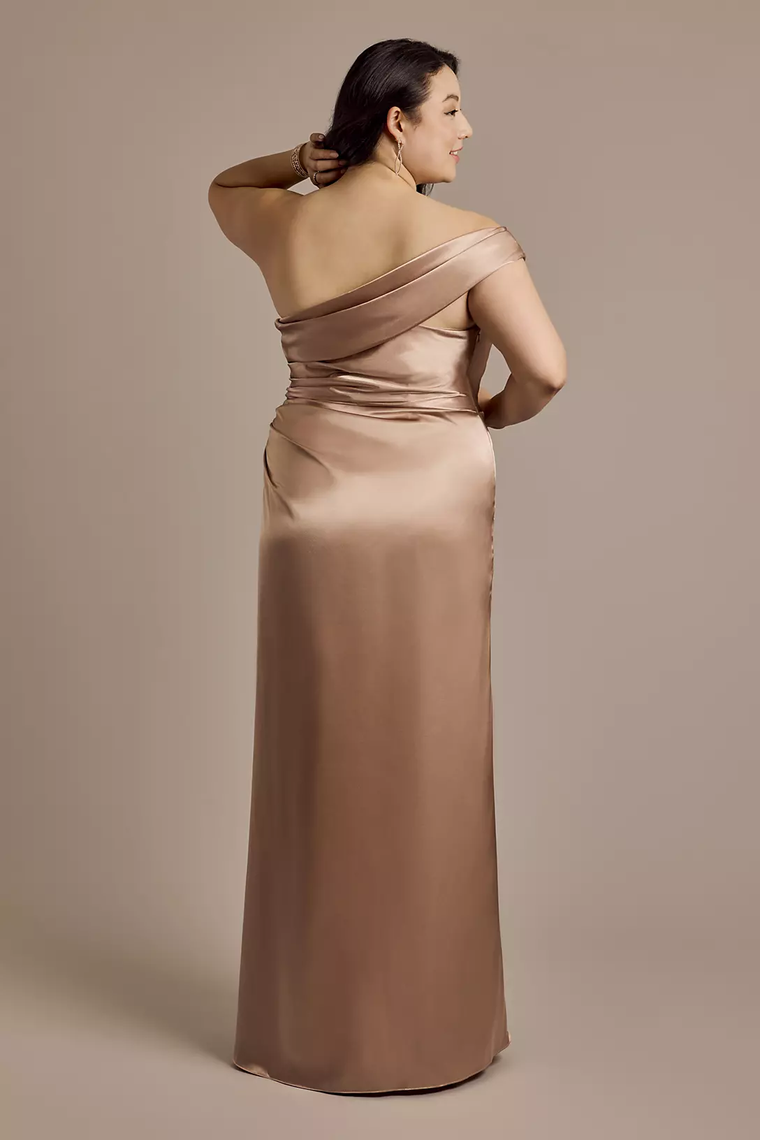One-Shoulder Charmeuse Sheath Dress Image 5