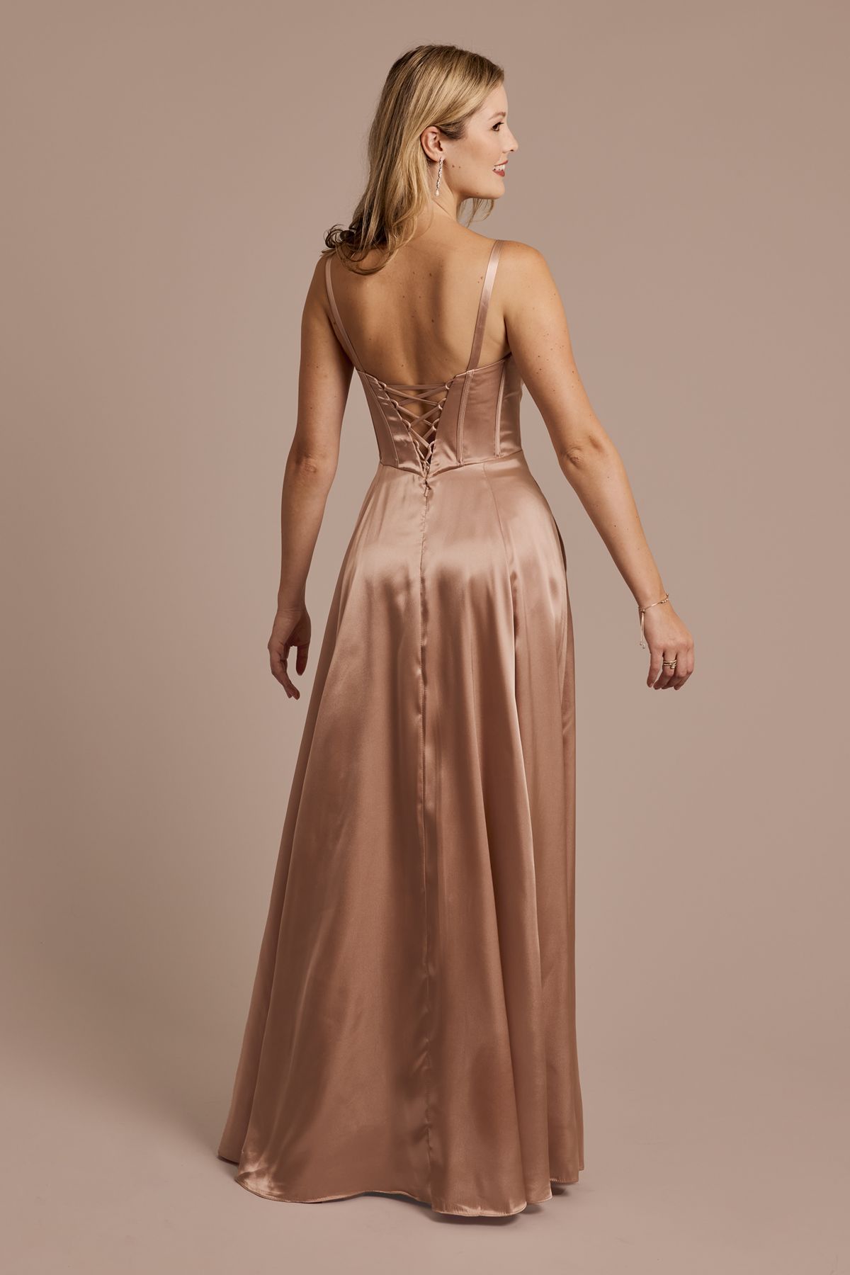 Sculpting Satin Off-the-Shoulder Bridesmaid Dress