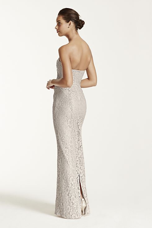 Long Strapless Lace Dress with Sweetheart Neckline Image 2