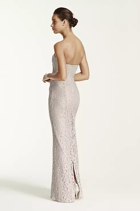 Long Strapless Lace Dress with Sweetheart Neckline Image 2