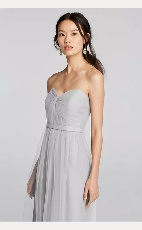 Strapless Tulle Long  Dress with Removable Belt Image 3