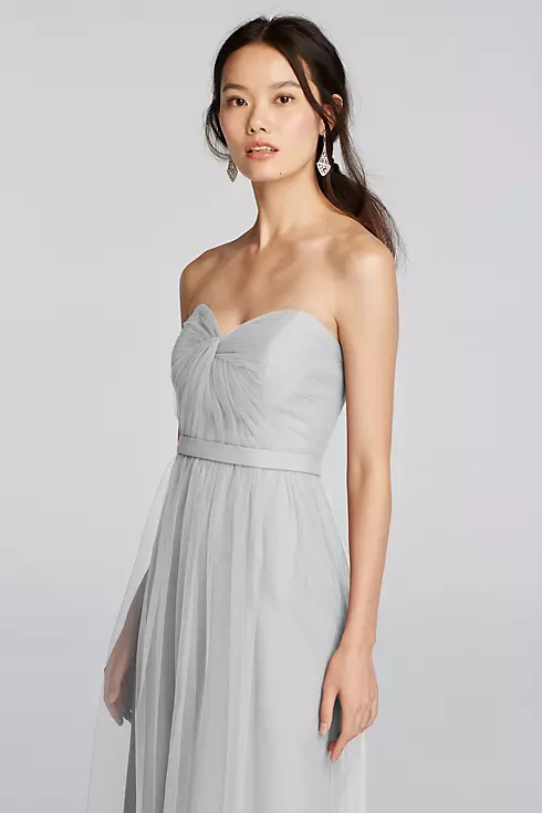 Strapless Tulle Long  Dress with Removable Belt Image 3