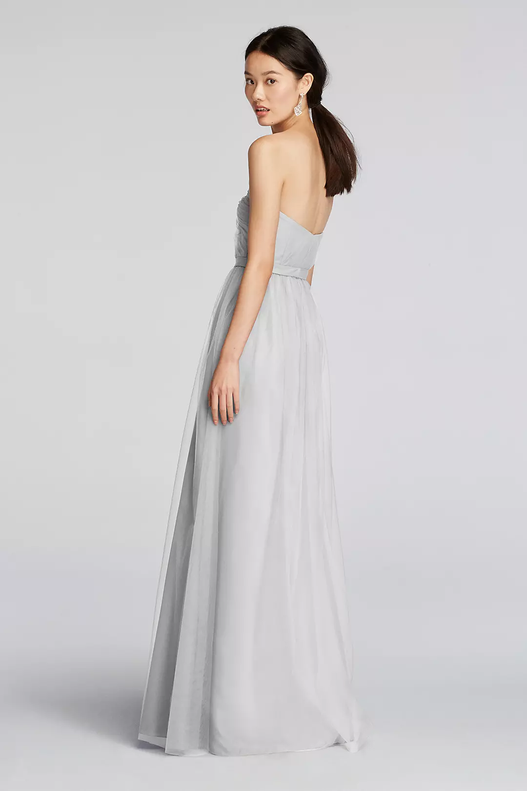 Strapless Tulle Long  Dress with Removable Belt Image 2