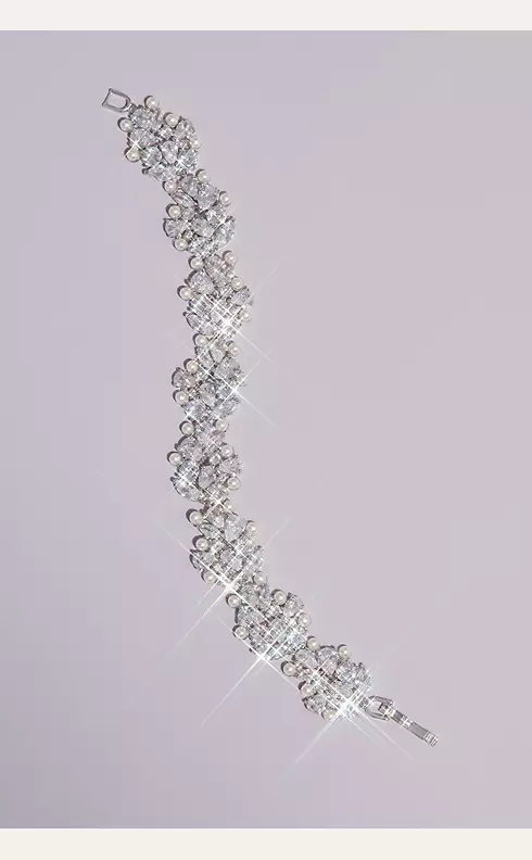 Crystal and Pearl Cluster Bracelet Image 1