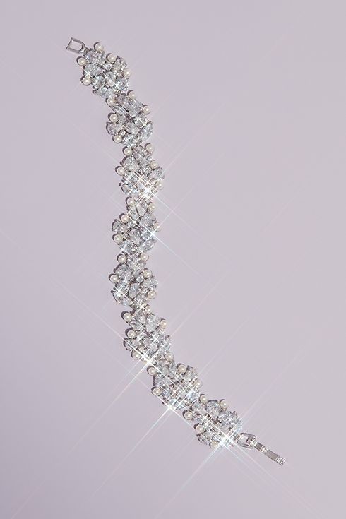 Crystal and Pearl Cluster Bracelet Image 3