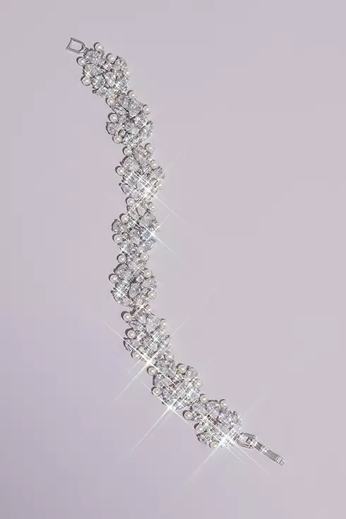 Crystal and Pearl Cluster Bracelet Image 1