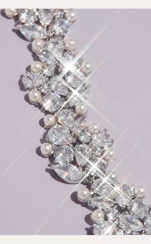 Crystal and Pearl Cluster Bracelet Image 2