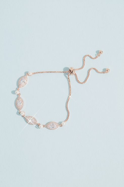 Alternating Faux Pearl and Crystal Chain Bracelet Image 3