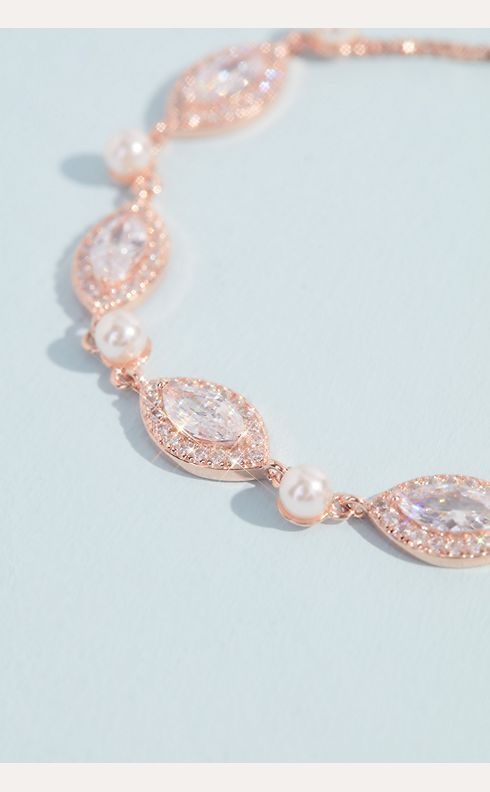 Rose Gold Crystal Pearl Bracelet