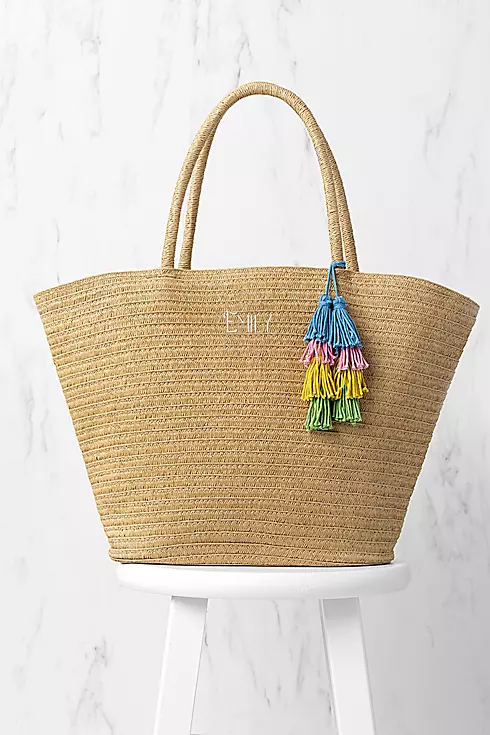 Personalized Straw Tote Image 1