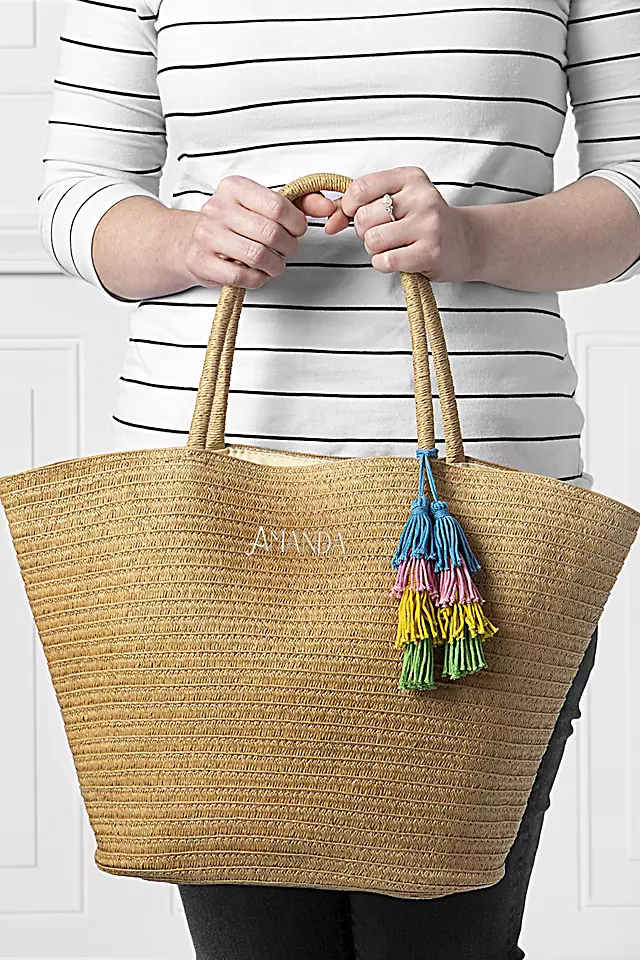 Personalized Straw Tote Image 2