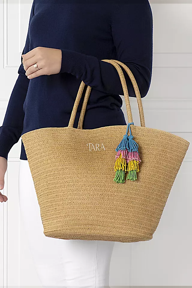 Personalized Straw Tote Image 3