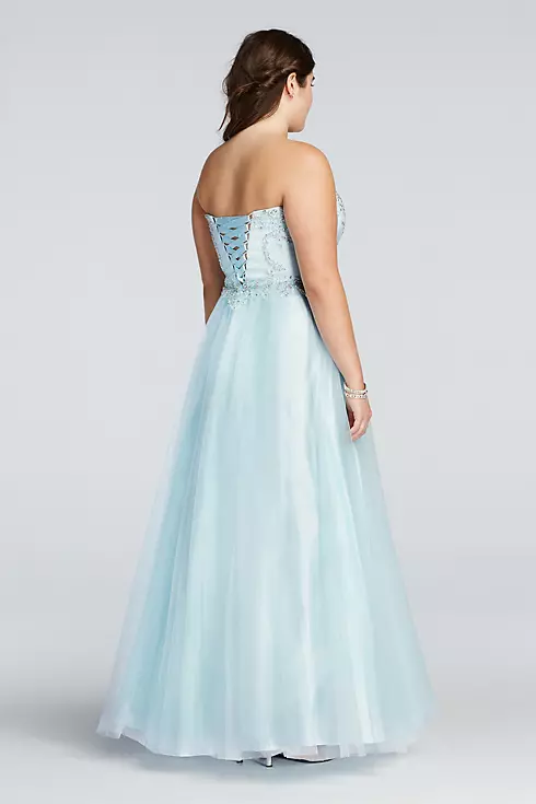 Crystal Embellished Drop Waist Tulle Prom Dress Image 2