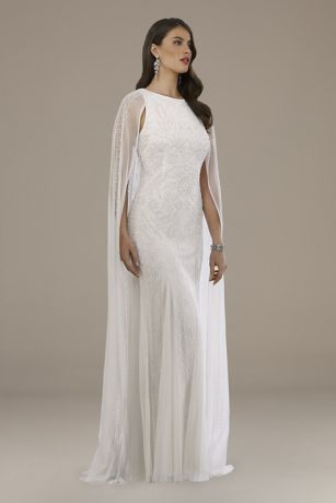 Lara Eve Beaded Cape Wedding Dress David's Bridal
