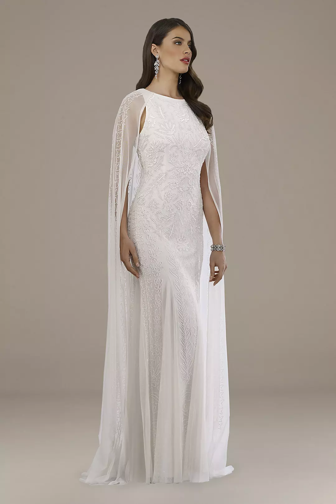Lara Eve Beaded Cape Wedding Dress Image