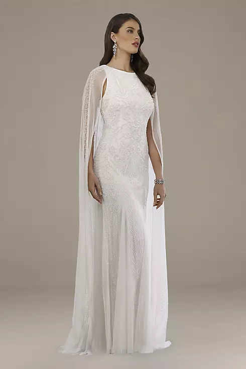Lara Eve Beaded Cape Wedding Dress Image 1