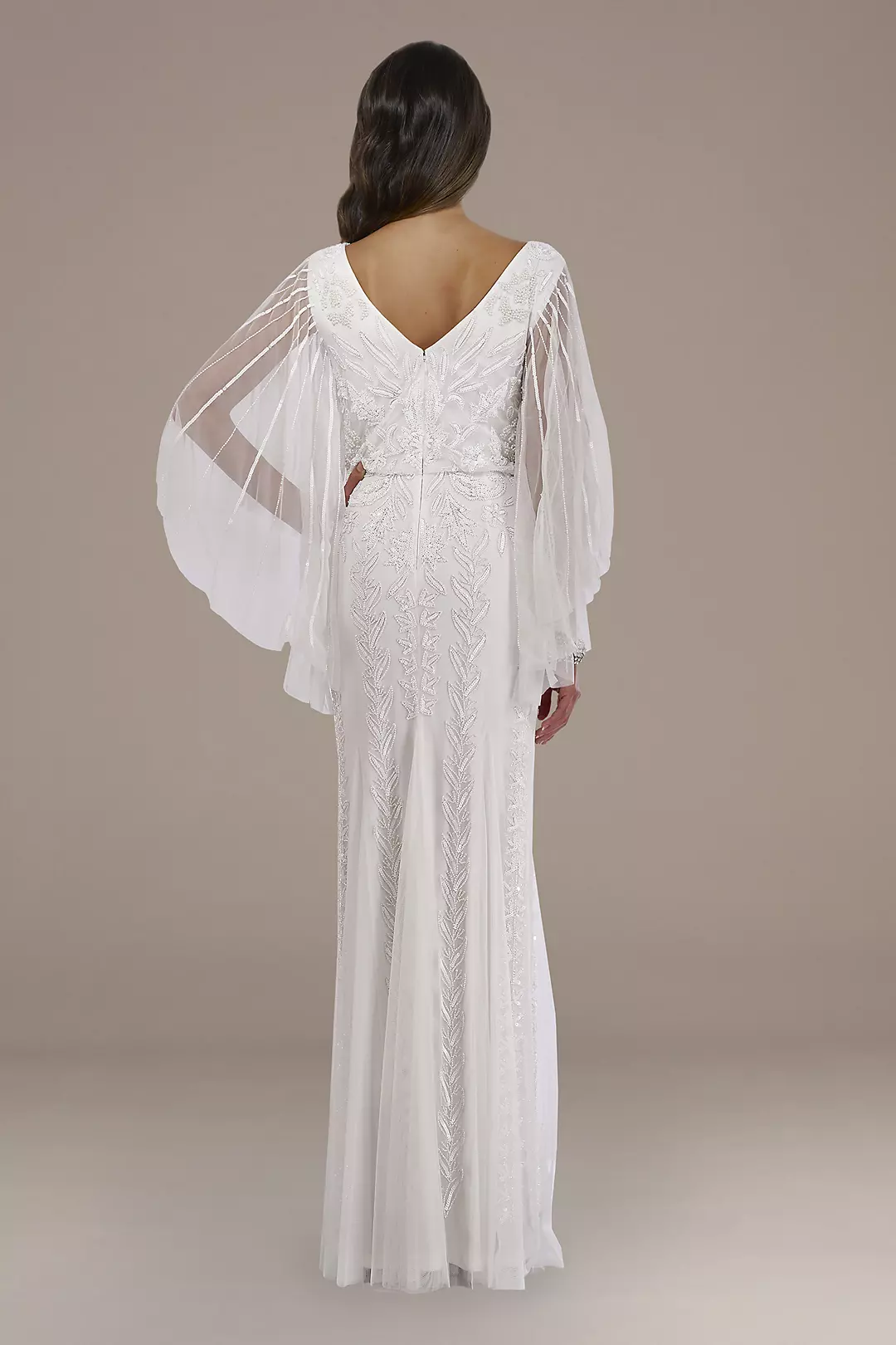 Lara Ella Beaded Cape Sleeve Wedding Dress Image 2