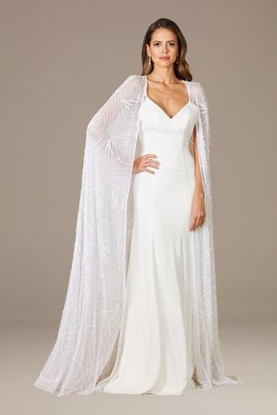 Lara Gracie Full Length Beaded Tulle Cape David's Bridal