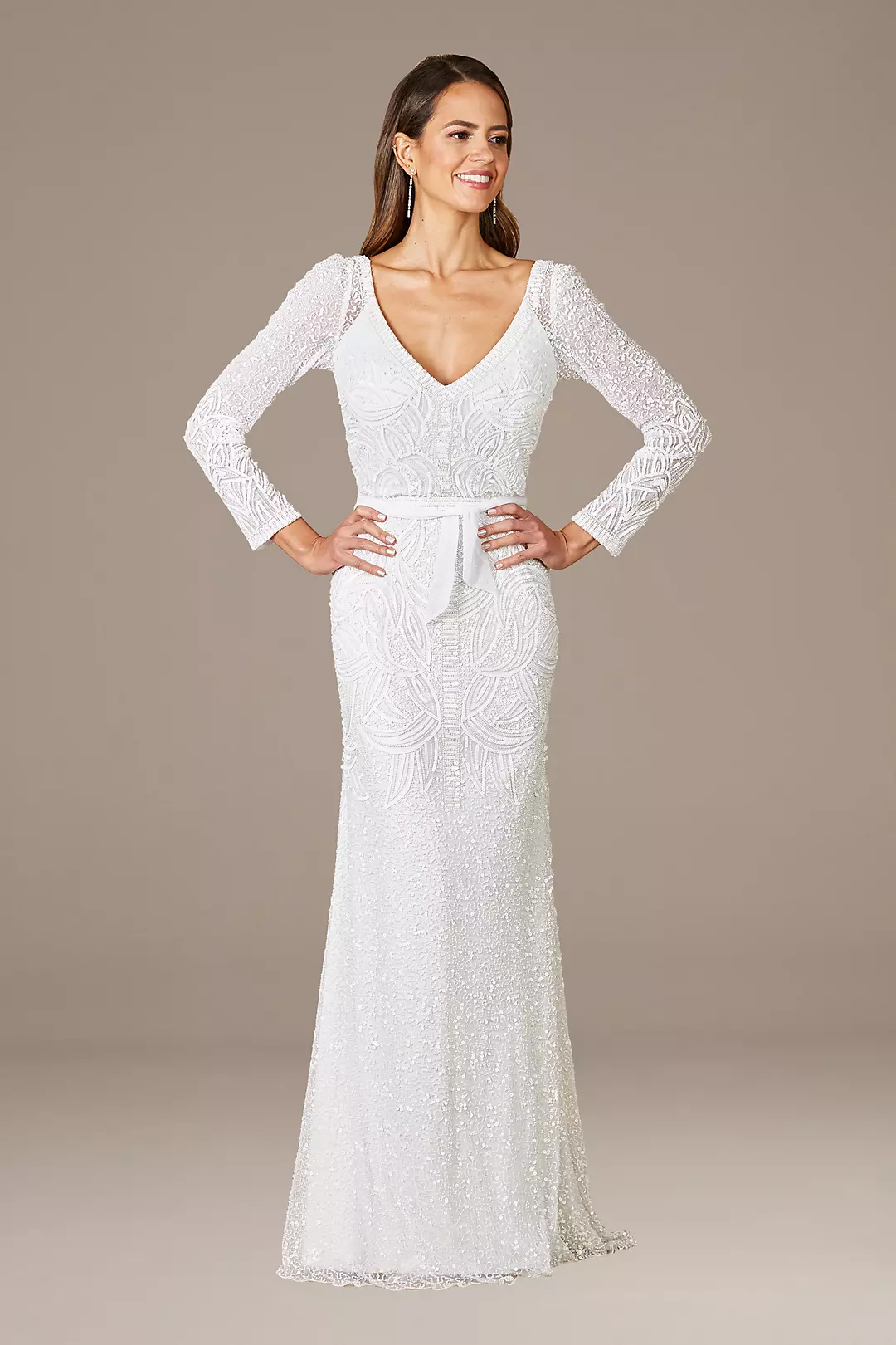 Lara Grant Long Sleeve Beaded Wedding Dress Image