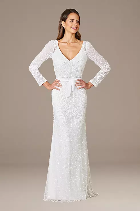 Lara Grant Long Sleeve Beaded Wedding Dress Image 1