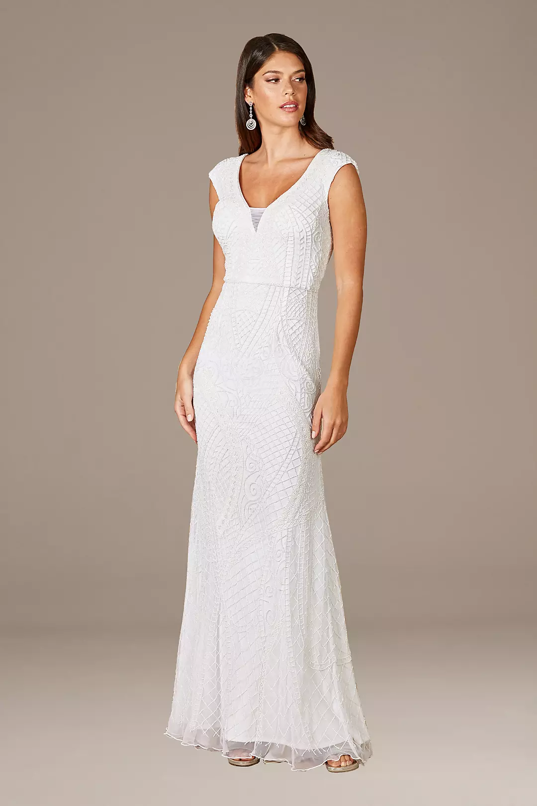 Lara Gwen Beaded Short Sleeve Wedding Dress Image